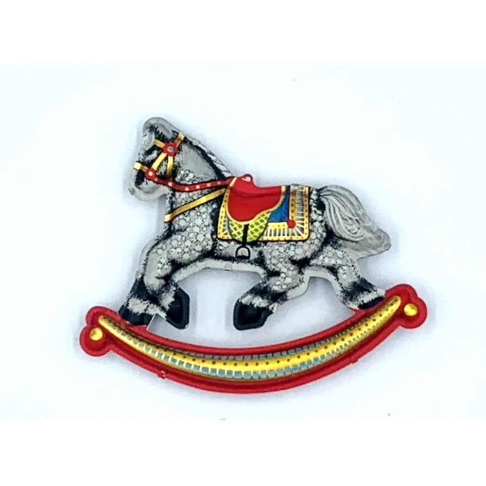 1983 Hallmark Pressed Tin Rocking Horse Vintage Christmas Ornament QX4149 No Box